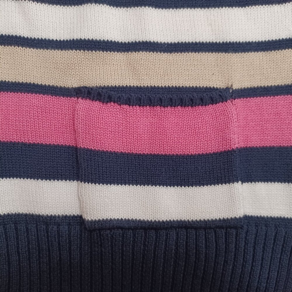 Women's Blair Pink, White, Tan, Black Striped Zip Up Cardigan Size‎ Medium - Picture 4 of 7